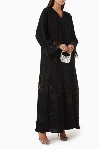 VIP Laser-cut Abaya in Nida