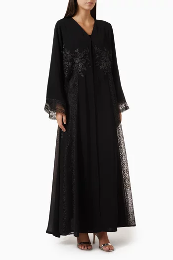 Embroidered Lace Abaya in Nida