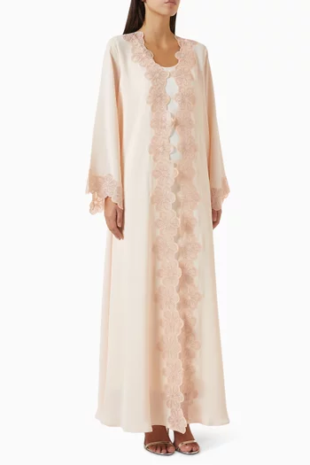 Floral Dori Lace Abaya in Nida