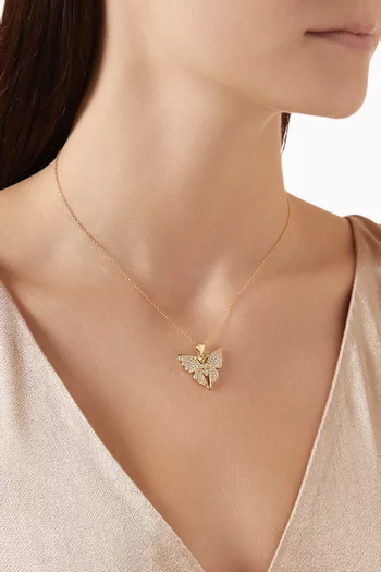 Anya CZ Butterfly Pendant Necklace in 18kt Gold-plated Silver