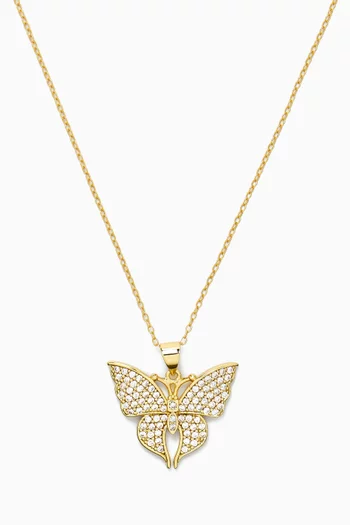 Anya CZ Butterfly Pendant Necklace in 18kt Gold-plated Silver