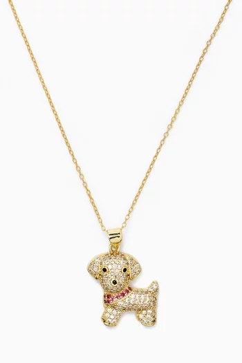 The Golden Puppy Pendant Necklace in 18kt Gold-plated Silver