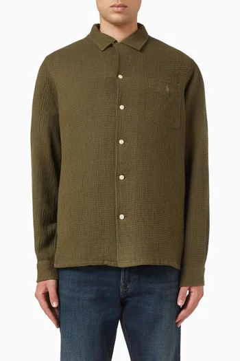 Button-down Knit Shirt in Cotton
