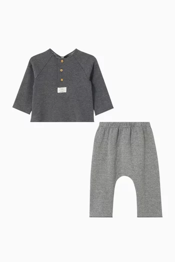 Buttoned Sweatshirt & Pants Set