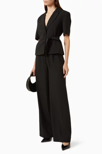 Belted Cropped Jacket in Wool-blend