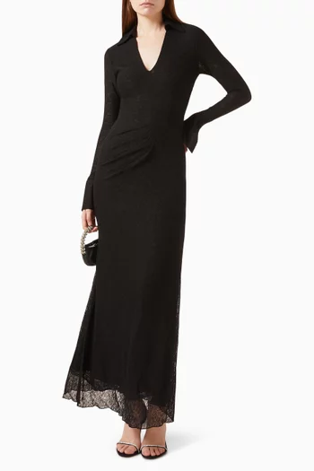Noir Tide Dress in Wool-blend