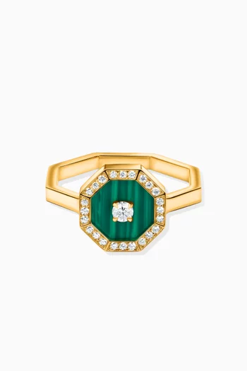 Ahjar Birwaz Malachite & Diamond Ring in 18kt Gold