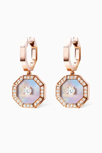 Ahjar Birwaz Mother-of-Pearl & Diamond Hoop Earrings in 18kt Rose Gold