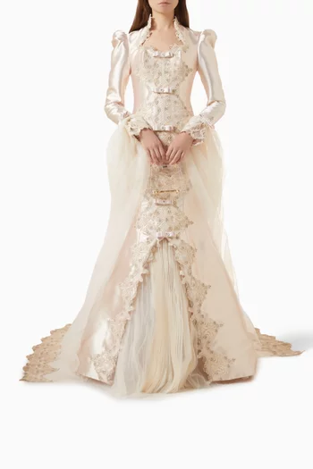 Majesté Gown in Mikado & Lace