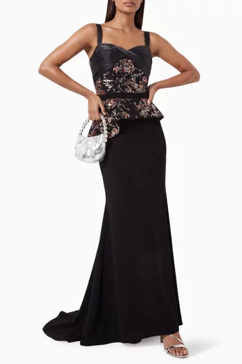Sequin-embellished Peplum Dress