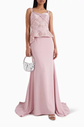 Sequin-embellished Peplum Dress