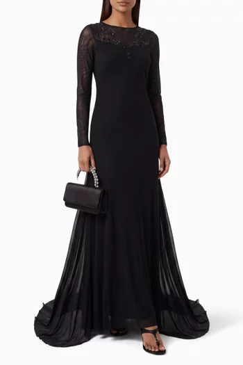 Bead-embellished Dress in Mesh