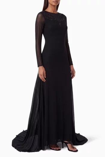 Bead-embellished Dress in Mesh