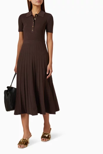Rib-knit Polo Dress in Cotton