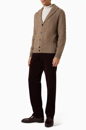 Rye Cable-knit Cardigan in Cashmere