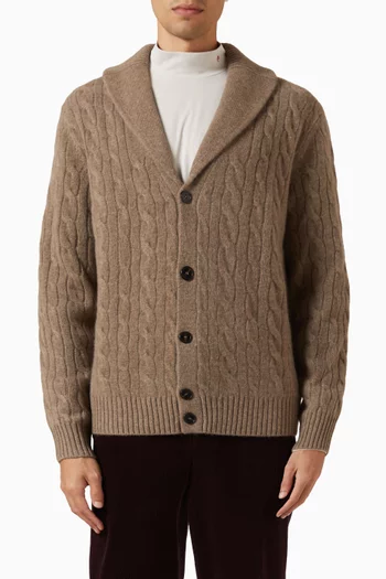 Rye Cable-knit Cardigan in Cashmere