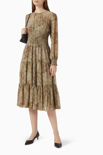 Smocked-waist Midi Dress