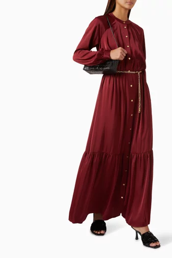 Belted Shirtdress in Satin