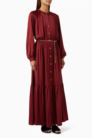 Belted Shirtdress in Satin
