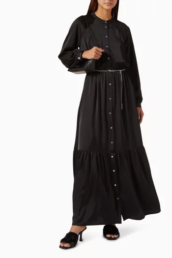 Belted Shirtdress in Satin