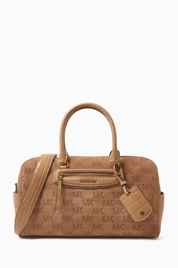 Medium Jet Set Travel Duffel Crossbody Bag in Suede