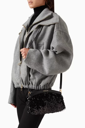 Small Dome Sequin Chain Clutch Crossbody Bag