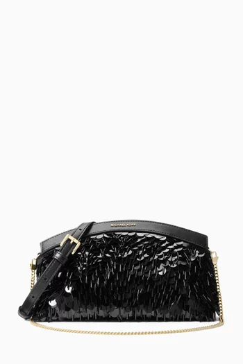Small Dome Sequin Chain Clutch Crossbody Bag