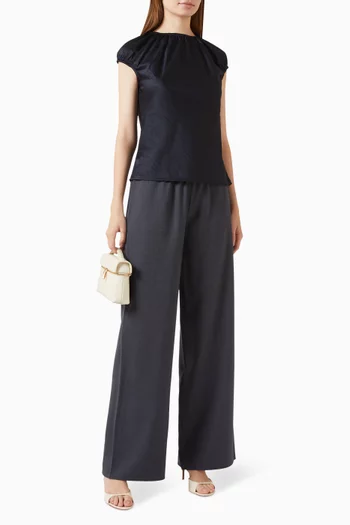 Wide-leg Pants in Wool-blend