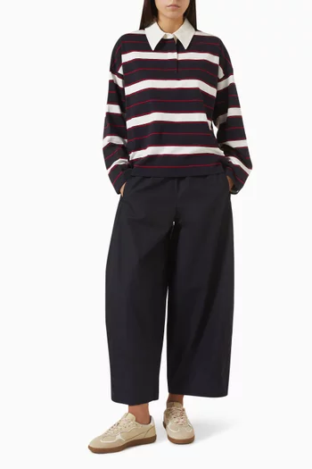 Elasticated Barrel-leg Pants in Cotton