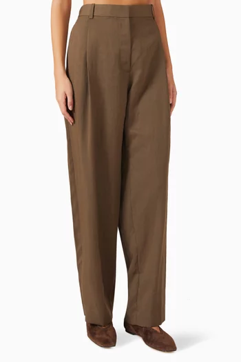 Fluid Pleated Straight-leg Pants