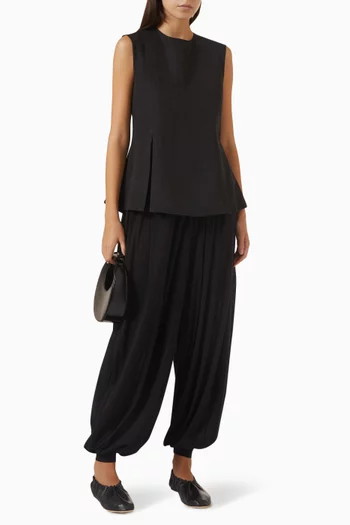 Gathered Balloon-leg Pants in Cotton-jersey