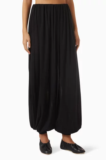 Gathered Balloon-leg Pants in Cotton-jersey