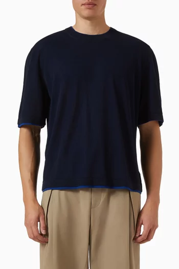 Layered Knit T-shirt in Cotton