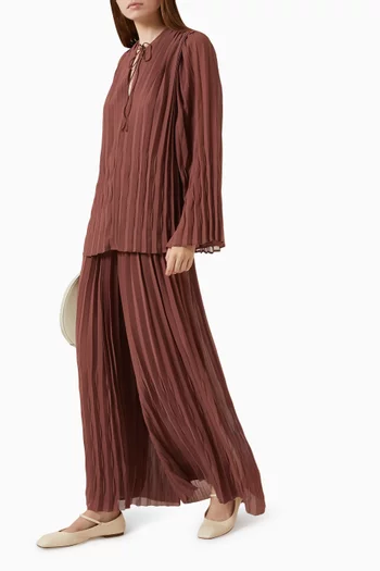 Pleated Wide-leg Pants in Georgette
