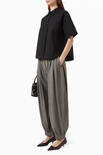 Pleated Balloon-leg Pants in Wool-blend