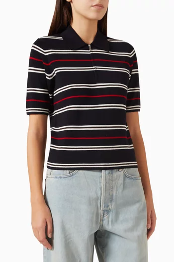 Zip-up Polo Shirt in Merino-wool