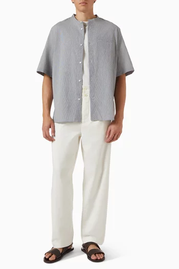 Tapered-leg Pants in Denim Herringbone