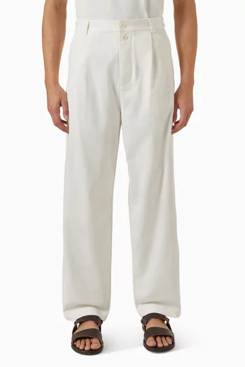 Tapered-leg Pants in Denim Herringbone