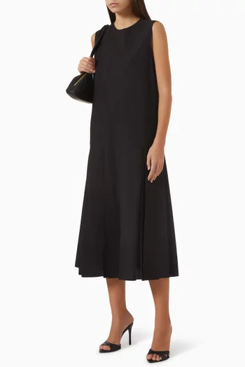 Pleated Maxi Dress in Cotton-linen