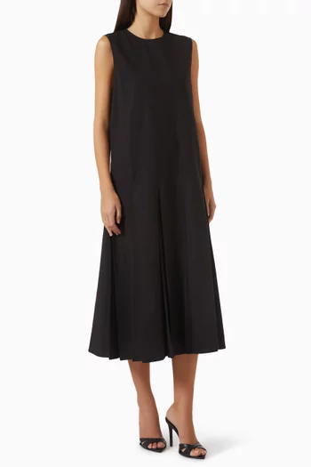 Pleated Maxi Dress in Cotton-linen