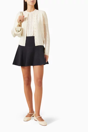 Ruched-Waist Midi Skirt in Cotton-blend