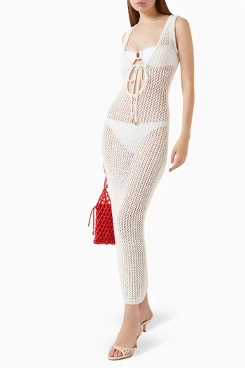 Monte Carlo Tie Maxi Dress in Petite Crochet