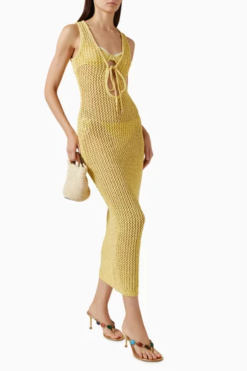 Monte Carlo Tie Maxi Dress in Petite Crochet