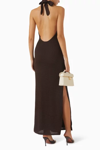 Montego Halter Dress in Crochet-knit