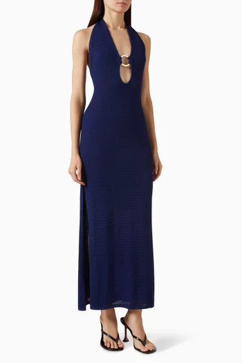 Montego Halter Dress in Crochet-knit