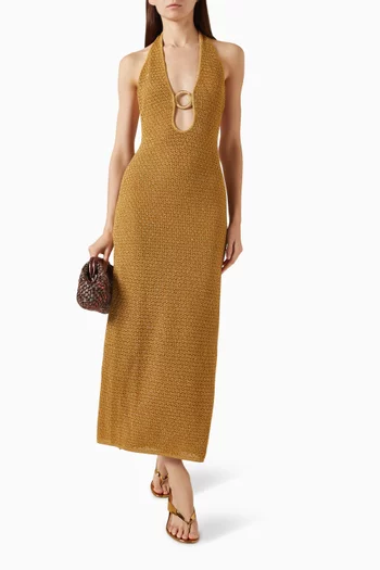 Montego Halter Dress in Crochet-knit