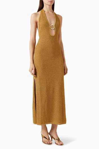 Montego Halter Dress in Crochet-knit