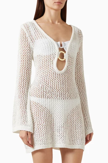 Montego Sheer Mini Dress in Crochet-knit