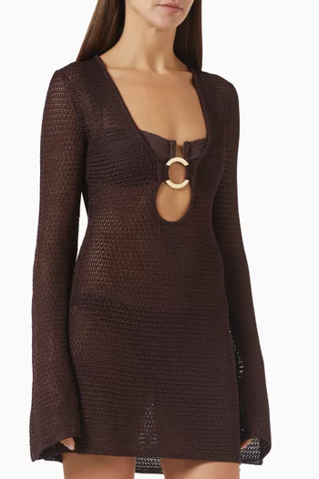 Montego Sheer Mini Dress in Rayon-knit