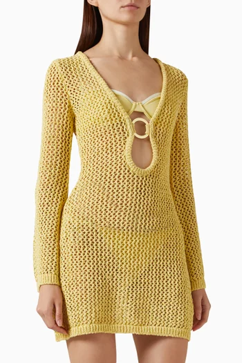 Montego Sheer Mini Dress in Crochet-knit